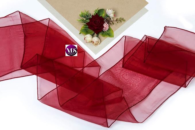 VDS Pack of 300 | Maroon | Organza Chair Sashes Crystal Sheer Tulle Dining Chair Bows Tie Ribbon for Wedding Birthday Graduation Engagement Ceremony Event Party Banquet Venue Hotel Decoration