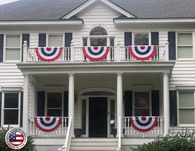 – 2-Pack! 2’ x 4’ American Made Cotton Flag Bunting. Fully Sewn Stars & Stripes Patriotic Bunting Banner!