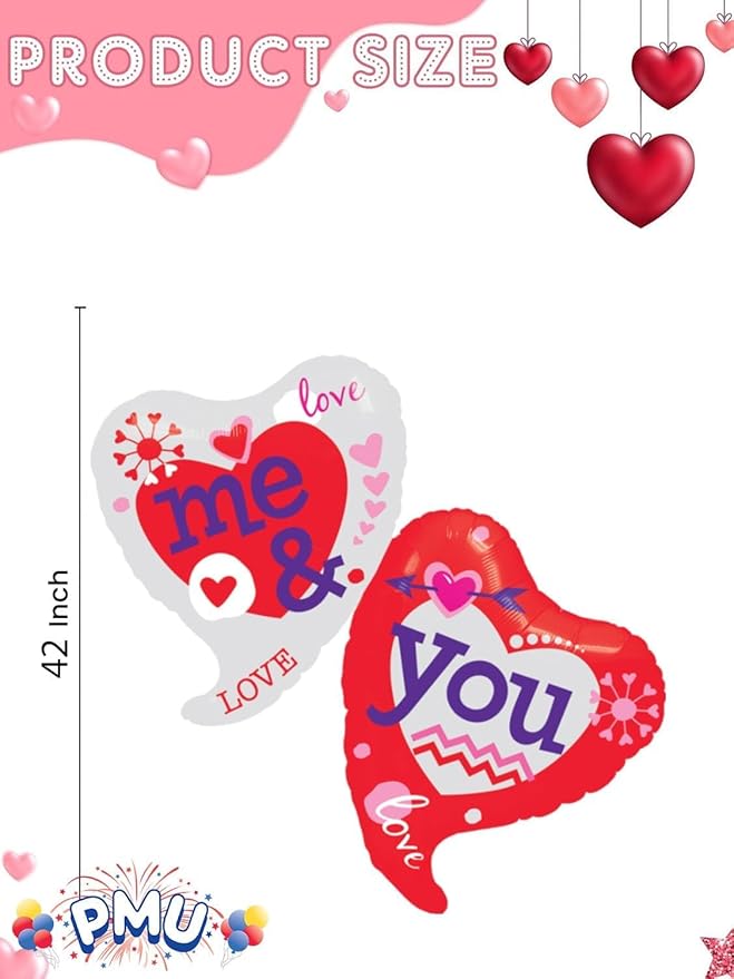 PMU Valentine's Day "Me & You" 42in Mylar-Foil Balloon 25/pkg