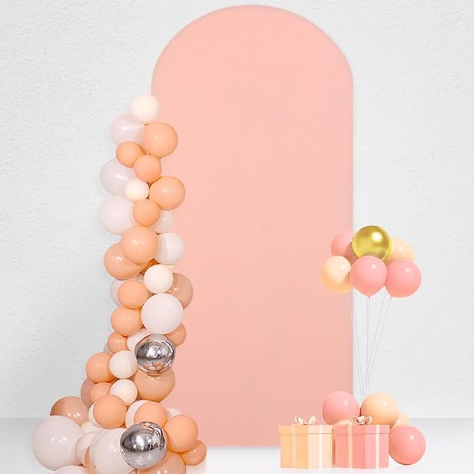 7.2FT Wedding Arch Backdrop Stand with Spandex Arch Cover Dusty Rose Arch Covers Stretchy Backdrop Chiara Metal Arched Stand and Covers Garland Arched Frame for Baby Shower Banquet Decor