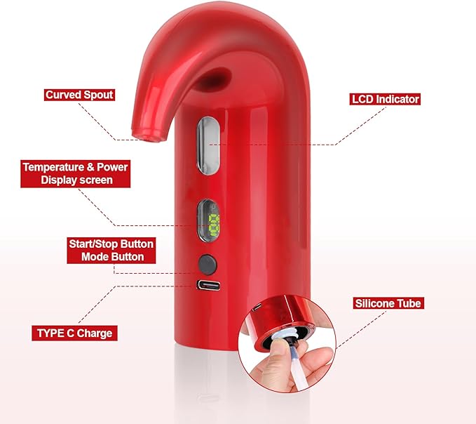 2026 Valentines Day Gifts, Electric Wine Aerator, One-Touch Automatic Wine Decanter for Red & White Wine, Wine Dispenser, Wine Pourer, Wine Gifts for Wine Lovers (Red)