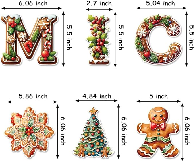 YUNZLAN 12 Pcs Gingerbread Christmas Banner, Merry Christmas Banner Hanging Decor for Home, Door, Garden for Xmas and Winter Holiday Party Decorations Favors Supplies (12)