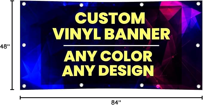 Personalized Custom Vinyl Banner Printing Indoor or Outdoor use Printed Business Event Birthday Party Large Custom Vinyl banner for Party Decoration Factory of Stickers (4'x7')
