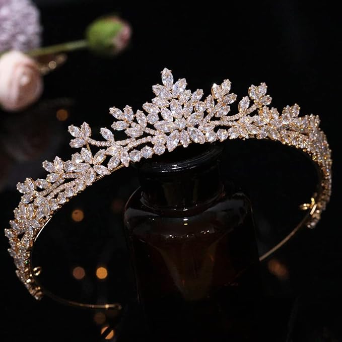 Jorsnovs Sparkly Small Zircon Wedding Crowns and Tiaras for Women Handmade Cubic Zirconia Princess Headpieces Sweet 16 Birthday Headdress