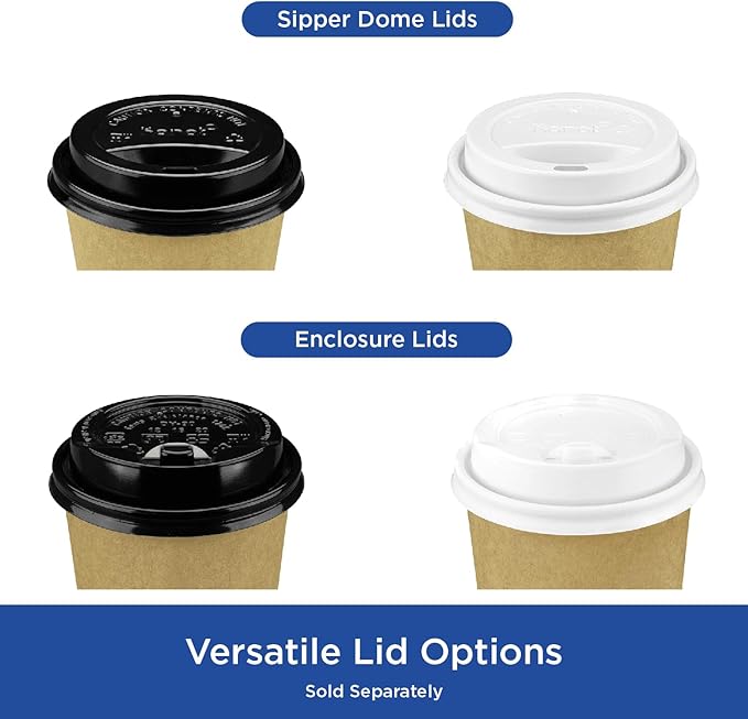 Karat 10oz Kraft Paper Coffee Cups [1,000 ct] Disposable, Leak-Resistant Double Poly-Lined Hot Cups | Ideal for Cafes & Offices, 90mm
