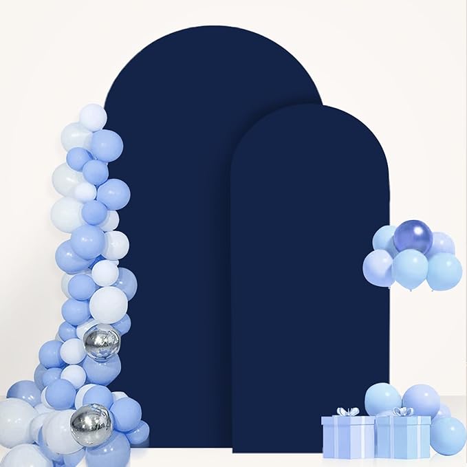 Arch Cover Set of 2 Navy Blue Arch Backdrop Cover 6 7.2FT Spandex Arch Stand Covers for Arches Stand Arched Covers Stretchy Backdrop Fabric Covering for Wedding Party Decoration Supplies