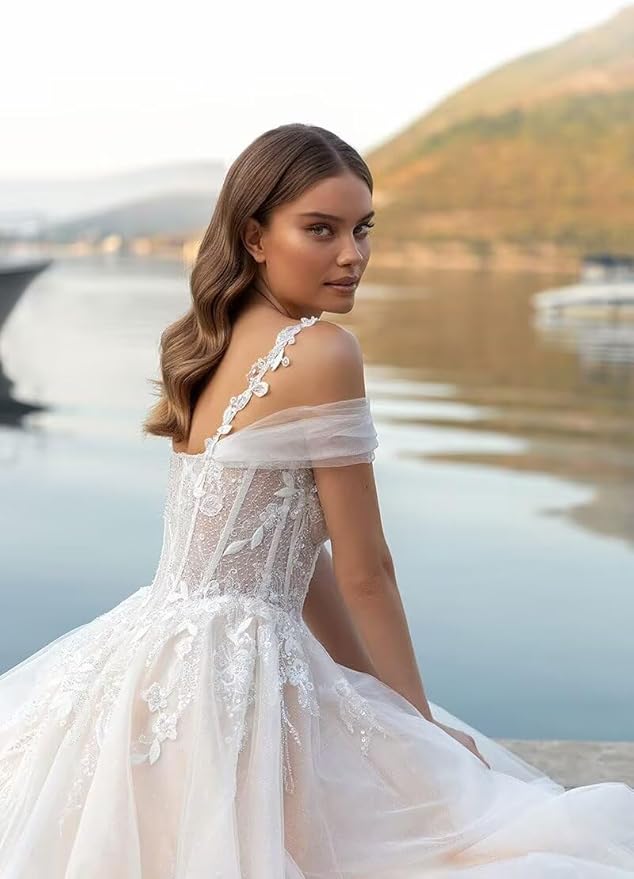 Boho Lace Wedding Dresses for Bride 2026 Tulle Long Sleeve Wedding Dress Ball Gowns Satin Mermaid Bridal Gown