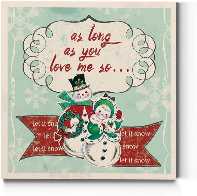 Renditions Gallery Let it Snow Couple Wall Art, Christmas & Winter Artwork, Cute Pair of Snowmen Holiday Decor, Premium Gallery Wrapped Canvas, Ready to Hang, 16 in H x 16 in W, Made in America