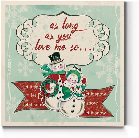 Renditions Gallery Let it Snow Couple Wall Art, Christmas & Winter Artwork, Cute Pair of Snowmen Holiday Decor, Premium Gallery Wrapped Canvas, Ready to Hang, 16 in H x 16 in W, Made in America