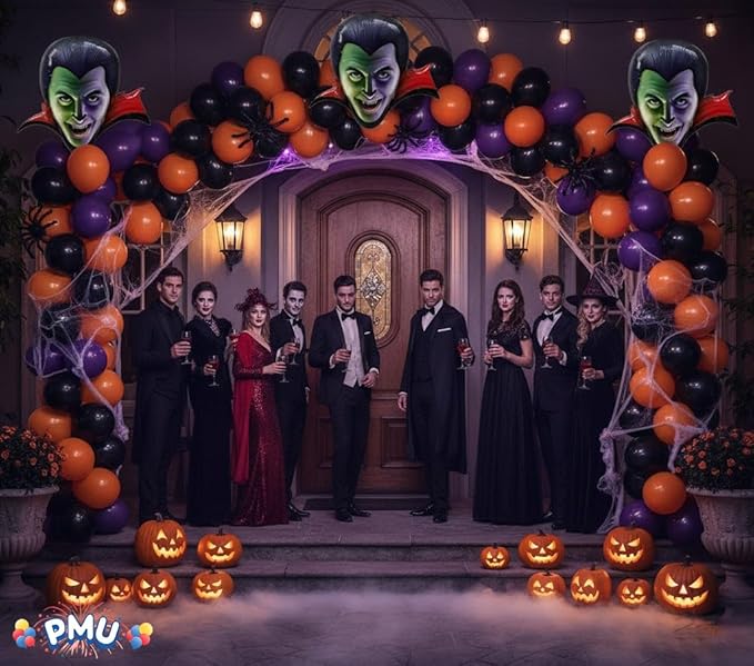 PMU 10 Pc Halloween Party Decoration Accessory 46 Inch Dracula Design Mylar-Foil Balloon