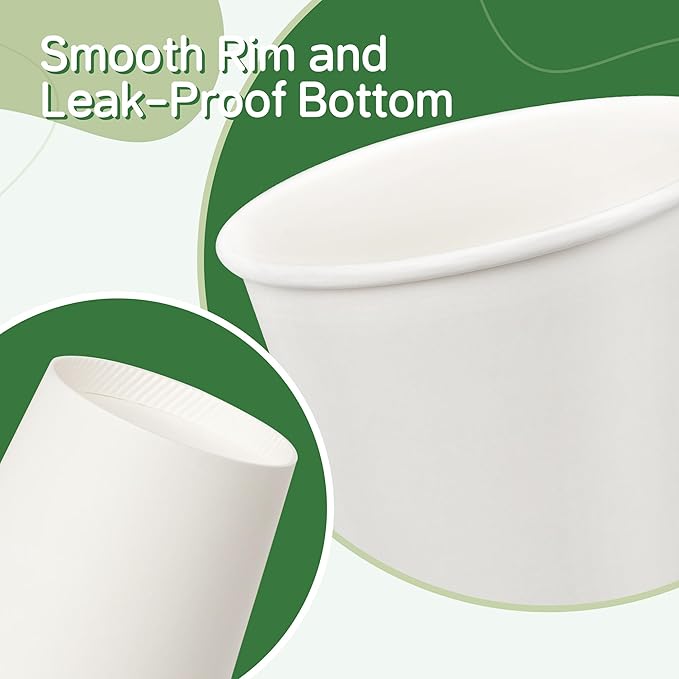 16 oz 500 Pack White Disposable Paper Coffee Cups, Hot/Cold Drink Cups, Bulk Plain Coffee Cups