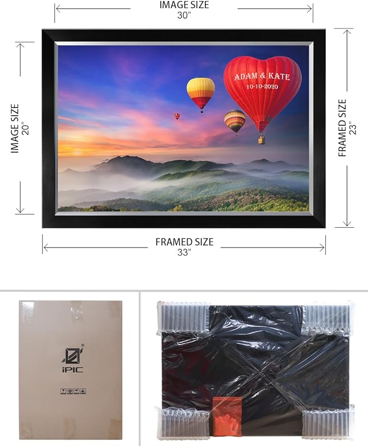 IPIC - Romance on High Personalized Wall Art with Names, Personalized Artwork with Names and Date on, Customized Gift for Anniversary,Wedding,Birthday and Holidays. Framed size: 33x23
