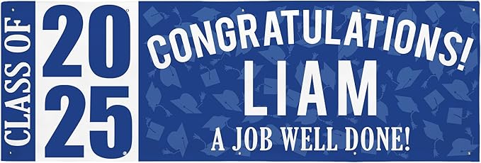Let's Make Memories Personalized Graduation Banner Class of 2025 - Graduation Party Decorations - Congratulations Banner - Indoor/Outdoor Vinyl - Best in Class - Blue - 10 ft.