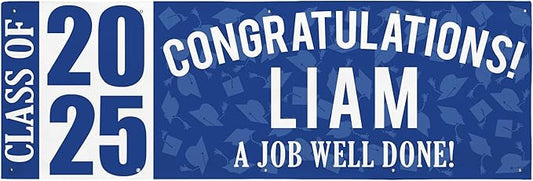 Let's Make Memories Personalized Graduation Banner Class of 2025 - Graduation Party Decorations - Congratulations Banner - Indoor/Outdoor Vinyl - Best in Class - Blue - 10 ft.