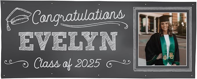 Let's Make Memories Personalized Graduation Banner Class of 2025 - Graduation Party Decorations - Custom Congratulations Photo Banner - Indoor/Outdoor Vinyl - Class Act - 10 ft