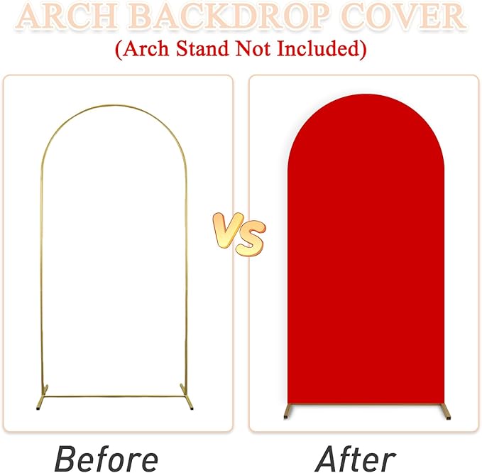 Red Arch Cover Set of 3 Wedding Arch Stand Cover 7.2ft 6.6ft 6ft Spandex Balloon Arch Covers Stretchy Backdrop Chiara Arch Backdrop Cover for Happy Birthday Party Bridal Shower Arch Decor