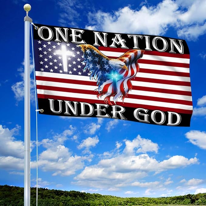 FLAGWIX 3x5 Patriotic American Flags, 4th of July Decorations, One Nation Under God American Eagle Flag - Double Sided, Heavy Duty Canvas - Decorations for Indoor, Outdoor Decor Flag with Grommets