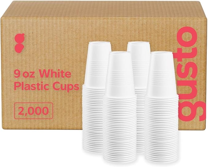 Comfy Package White Plastic Cups - Cold White Cups for Parties, Disposable Drinking Cups for All occasions (9oz., 2000, Count)