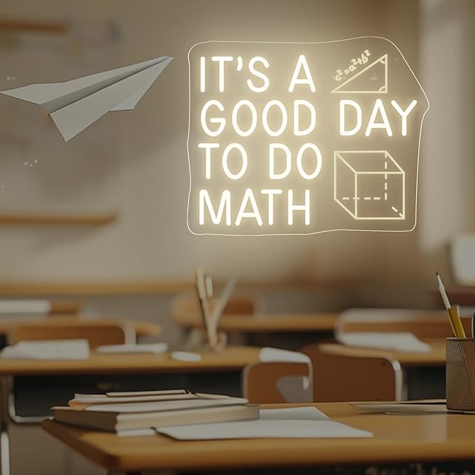 It's A Good Day To Do Math Neon Sign, Math Classroom Decor, Math Teacher Gift, Funny Classroom Art Wall Decoration, 16.5"x13", Warm White