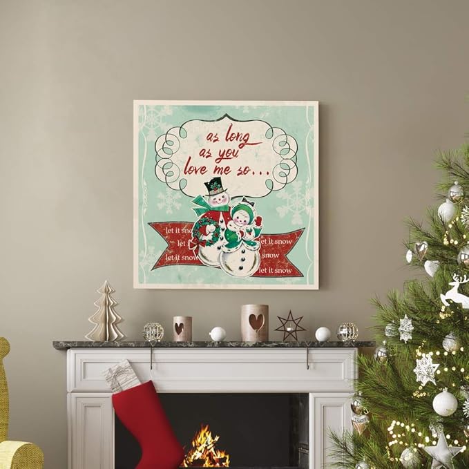 Renditions Gallery Let it Snow Couple Wall Art, Christmas & Winter Artwork, Cute Pair of Snowmen Holiday Decor, Premium Gallery Wrapped Canvas, Ready to Hang, 32 in H x 32 in W, Made in America