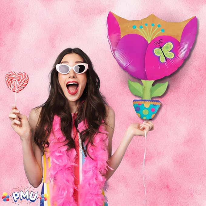 PMU Valentines Day Fantasy Tulip 35 Inches Mylar - Foil Balloons Proposal, Special Events, Photo Props Party Decoration and Accessories (25/Pkg) Pkg/1