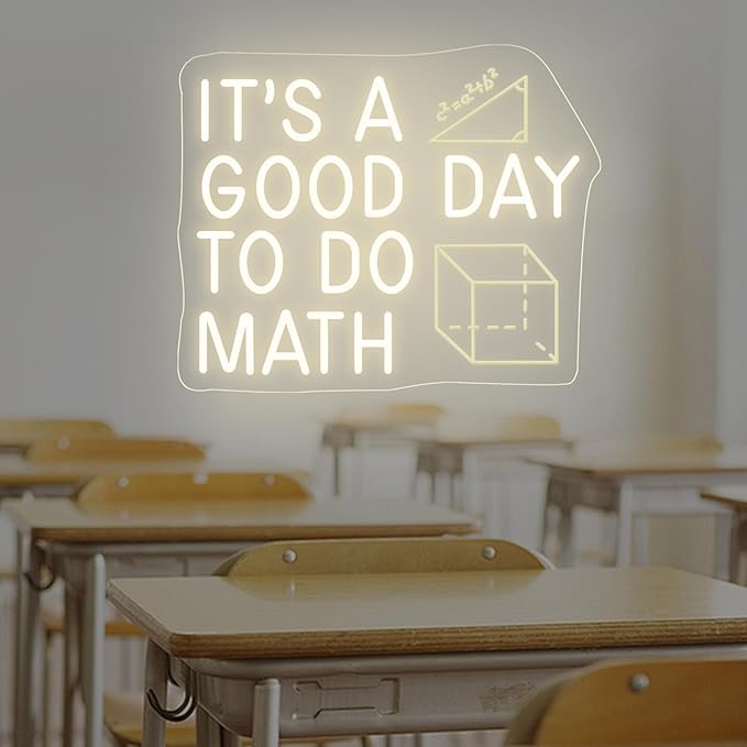 It's A Good Day To Do Math Neon Sign, Math Classroom Decor, Math Teacher Gift, Funny Classroom Art Wall Decoration, 16.5"x13", Warm White
