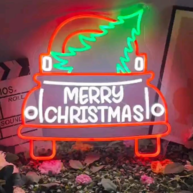 Merry Christmas Neon Sign Custom Christmas Neon Light Christmas Led Sign Christmas Decor Christmas Tree Decor Home Wall Decorations Size:18x17inches
