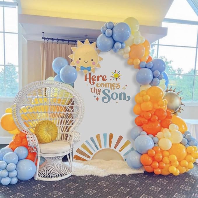 Here Comes The Son Arch Backdrop Cover First Trip Around The Sun Baby Shower Decorations Arch Spandex Cover Groovy Sunshine Birthday Party Fiesta (6.6x3.3ft Cover,29)