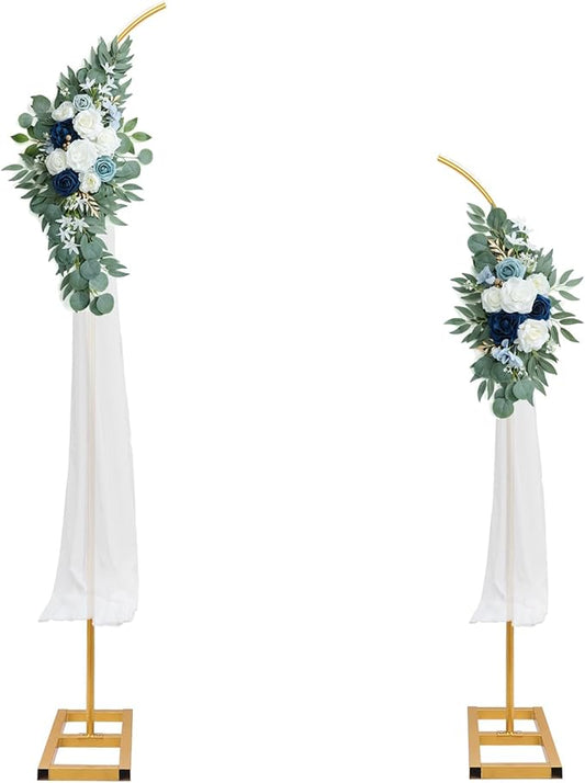 Mental Arch Backdrop Stand,Set of 2 Gold Half Flower Arch Stand for Wedding Ceremony Birthday Anniversary Floral Balloon Arch Stand Background Decoration (7.5FT & 6.2FT)
