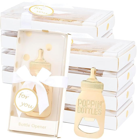 50 PCS Golden Baby Bottle Openers for Baby Shower Favors Gifts,Poppin Bottle Baby Shower,Bottle Opener for Guests Gender Reveal Party Favors Souvenirs Decorations