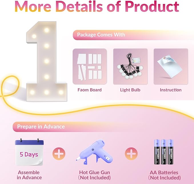 JoyMuse 3FT Marquee Light Up Numbers 10, 10th Birthday Decorations for Girls Boys, Large Marquee Numbers 10 Ten Years Olds Party Decor, Big Mosaic Number Anniversary Decorations