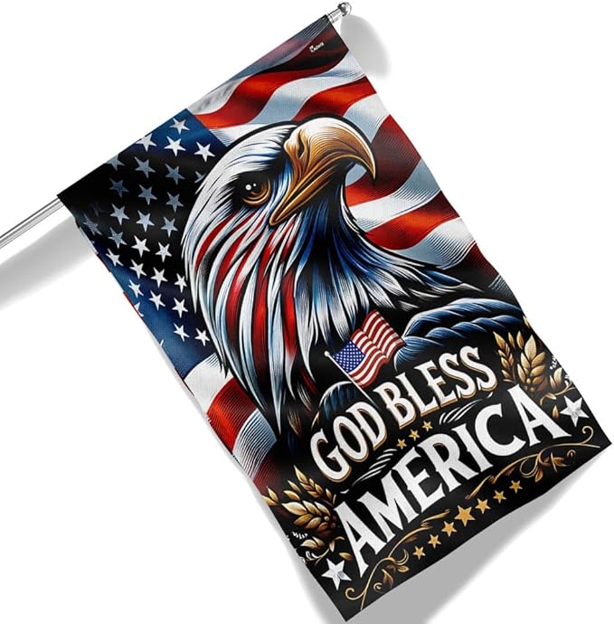 FLAGWIX American Flag - Patriotic Eagle God Bless America Flag MLN2548F, House Flag (29.5" x 39.5") - USA Flags Premium Polyester - Decorative Indoor Outdoor Flag