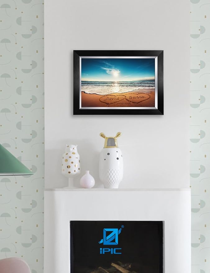 IPIC - Heart in Heart, Personalized Artwork with Names and Date on, Customized Gift for Anniversary,Wedding,Birthday and Holidays. Picture size: 18x12, Framed Size: 21x15