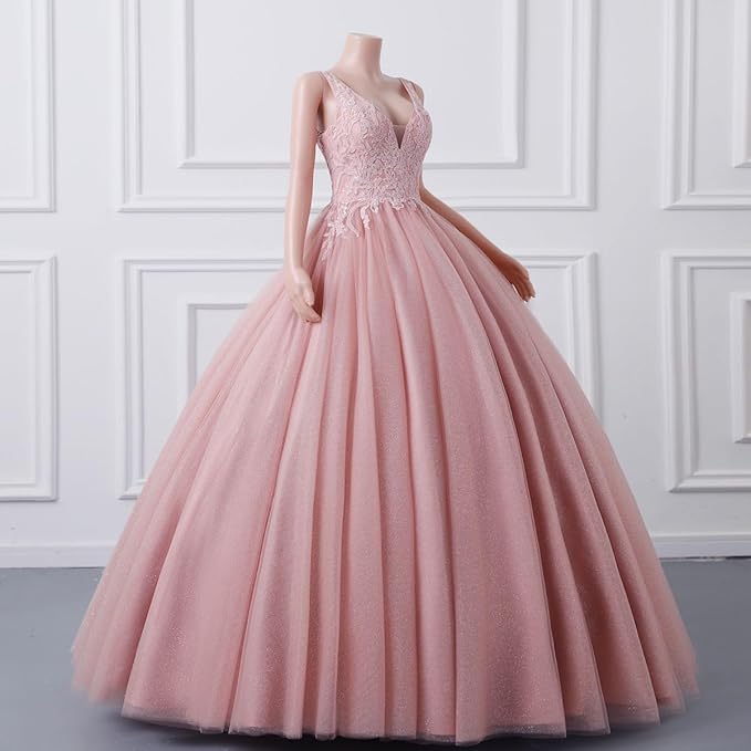 Engerla Women's Beading Sweetheart Ball Gown Tulle Layed Long Quinceanera Dress