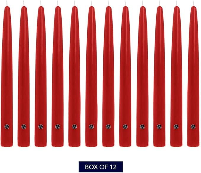 Colonial Candle Unscented Taper Candle, Handipt Collection, Red, 6 in, Pack of 12 - Up to 4 Hours Burn