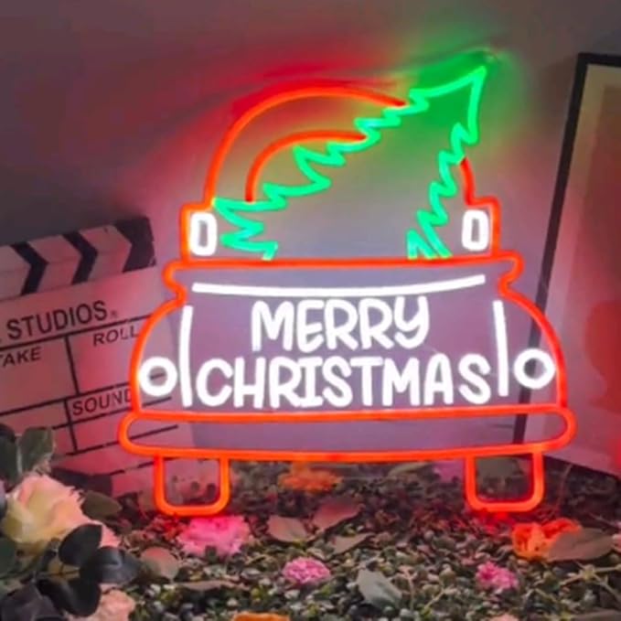 Merry Christmas Neon Sign Custom Christmas Neon Light Christmas Led Sign Christmas Decor Christmas Tree Decor Home Wall Decorations Size:18x17inches