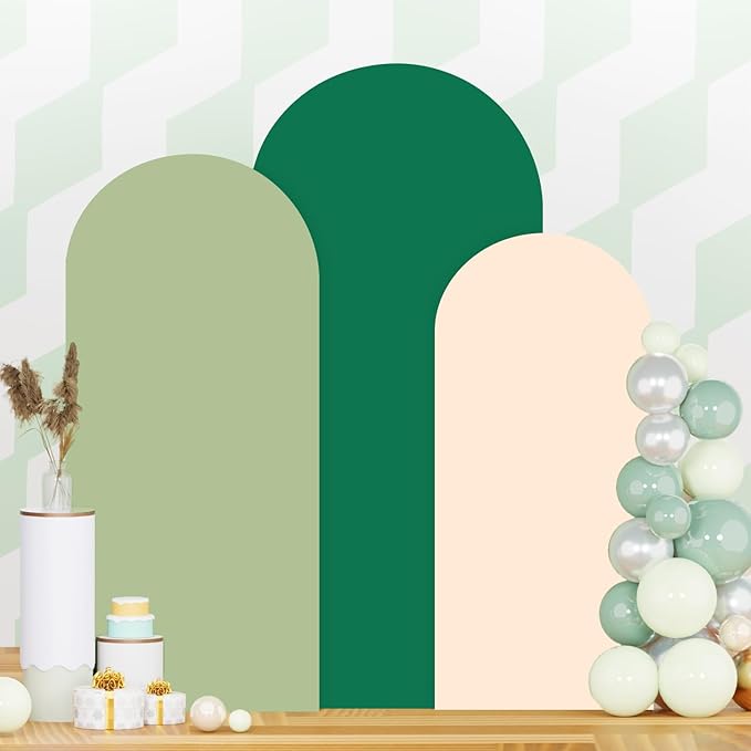 Green Wedding Arch Cover Set of 3 Arch Backdrop Covers 6FT 5FT 4FT Spandex Cover for Arched Backdrop Balloon Arches Stand Covers Stretchy Backdrops Fabric for Baby Shower Birthday Party Wall Decor