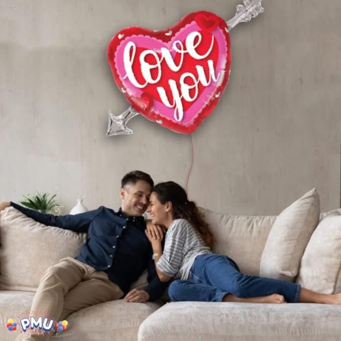 PMU Valentines Day 39 Inch Mylar Foil Balloon Love You Heart and Arrow (25/Pkg) Pkg/1