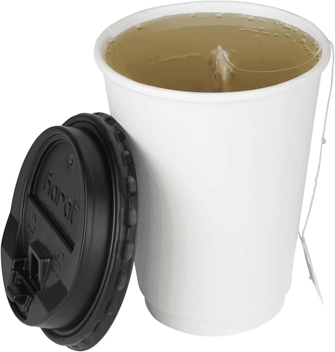 Karat 12 oz Double-Wall Insulated Coffee Cup [500 Count] White Disposable Paper Hot Cup - Rolled Rim for Hot Beverages, 90mm (C-KIC512W)