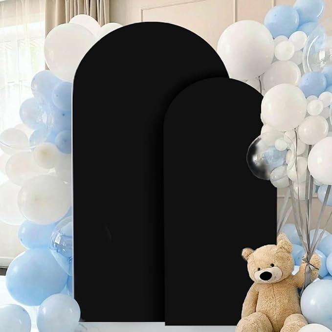 Wedding Arch Cover Black Arch Cover 6FT 7.2FT Spandex Arch Backdrop Cover Set of 2 Chiara Arch Backdrop Stand Cover Fitted Arch Frame Cover Garland Arch Stand Cover for Anniversary Party