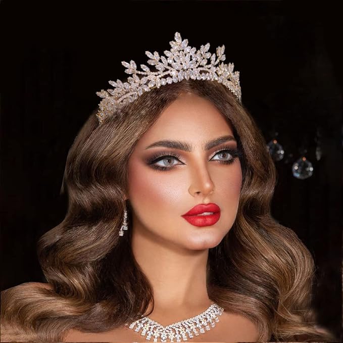 Jorsnovs Sparkly Small Zircon Wedding Crowns and Tiaras for Women Handmade Cubic Zirconia Princess Headpieces Sweet 16 Birthday Headdress