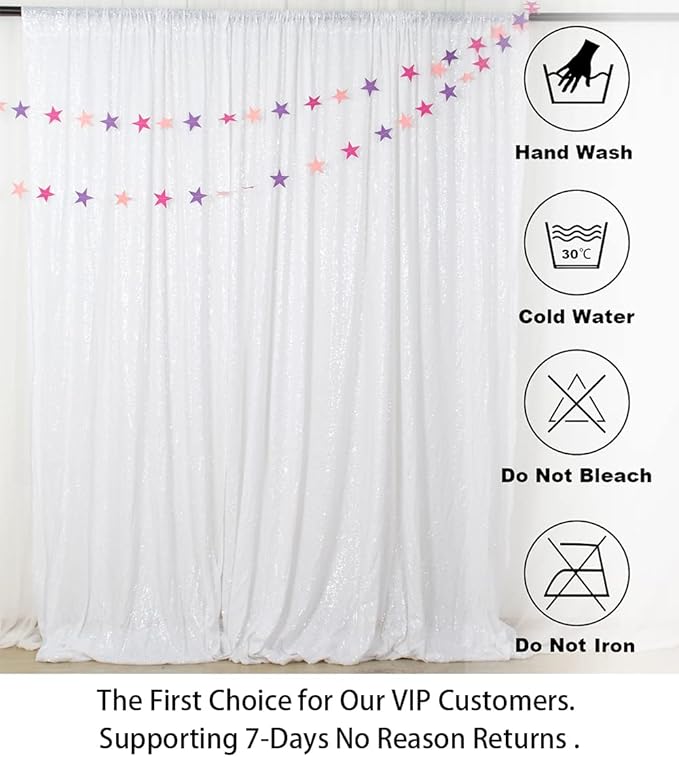 ShiDianYi 8 X 8, White Sequin Backdrop, Sparkling Photography Prop for Party & Wedding