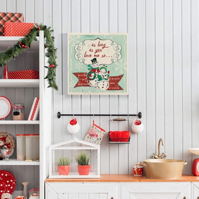 Renditions Gallery Let it Snow Couple Wall Art, Christmas & Winter Artwork, Cute Pair of Snowmen Holiday Decor, Premium Gallery Wrapped Canvas, Ready to Hang, 40 in H x 40 in W, Made in America