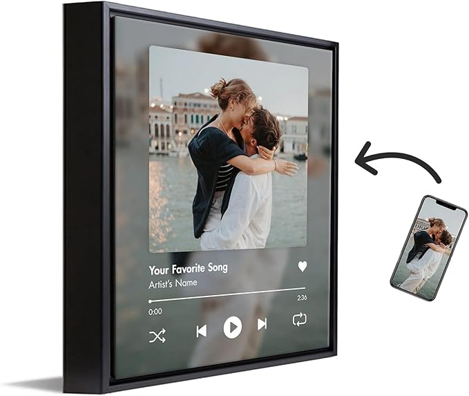 Personal-Prints CUSTOM SONG | Custom Song Title and Photo Wedding Wall Art Gift | Personalized Photos & Song | Anniversary, Wedding, Valentine's Day Gift (20"x24" Float Framed Canvas)