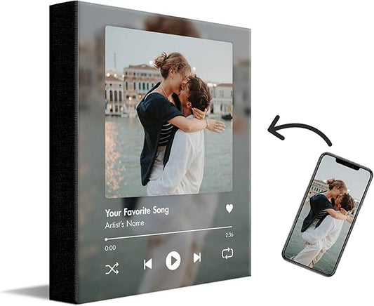 Personal-Prints CUSTOM SONG | Custom Song Title and Photo Wedding Wall Art Gift | Personalized Photos & Song | Anniversary, Wedding, Valentine's Day Gift (11"x14" Stretched Canvas)