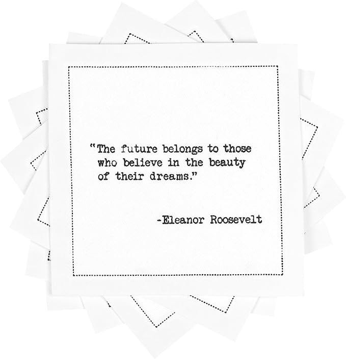 Five Star Funny Inspirational Quotes | White Cotton Cocktail Napkins | 50 Luxury Disposable Beverage Napkins with Witty Bar Quotes | Drink Napkins for Parties, Bars, Weddings & Game Nights