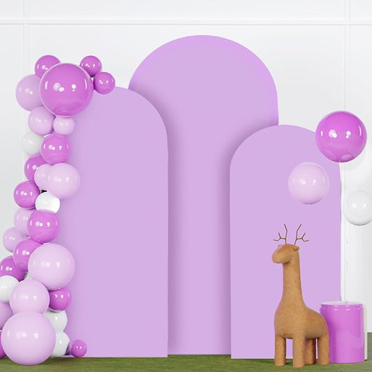 Wedding Arch Cover Set of 3 Lavender Arch Backdrop Cover 4 5 6FT Double Sided Spandex Arch Stand Cover for Metal Arch Satnd arch cover backdrop fabric for Bridal Baby Shower Party Decorations