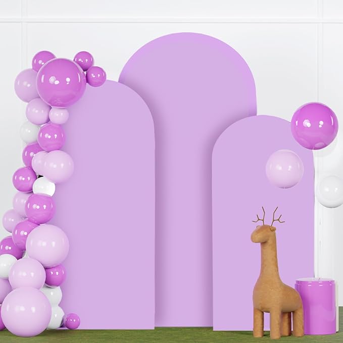 Wedding Arch Cover Set of 3 Lavender Arch Spandex Covers Baby Shower Chiara Arch Backdrop Stand Cover Round Top Stretchy Backdrop 5FT 6FT 7FT Arched Stand Covers for Parties Ornament