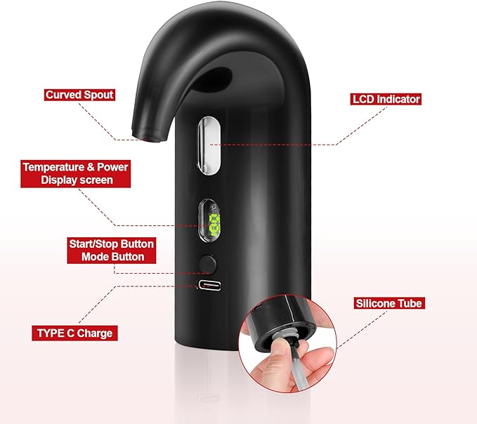 2026 Valentines Day Gifts, Electric Wine Aerator, One-Touch Automatic Wine Decanter for Red & White Wine, Wine Dispenser, Wine Pourer, Wine Gifts for Wine Lovers (Black)