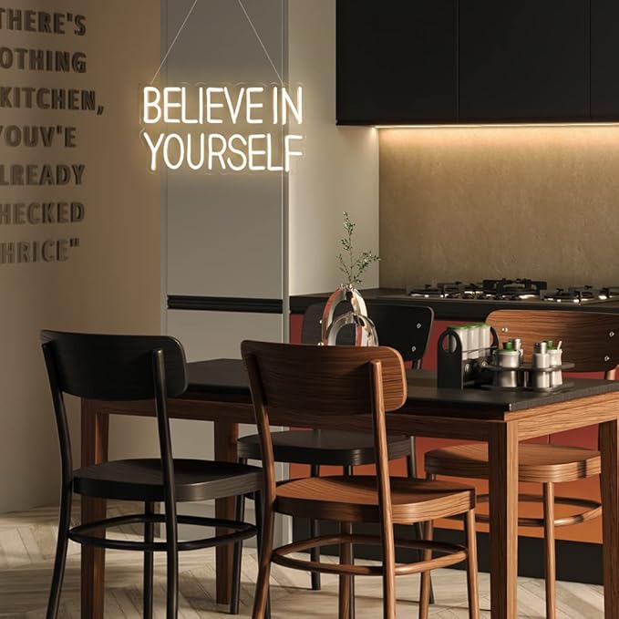 Believe In Yourself Neon Sign for Wall Decor, 17"x9" LED Light USB Dimmable Powered for Bedroom Bedroom Office Home Decor Man Cave, Birthday Gifts for Boys Girls